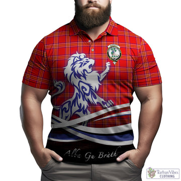 Burnett Modern Tartan Polo Shirt with Alba Gu Brath Regal Lion Emblem