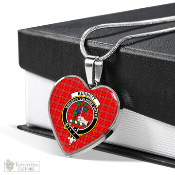 Burnett Tartan Heart Necklace with Family Crest