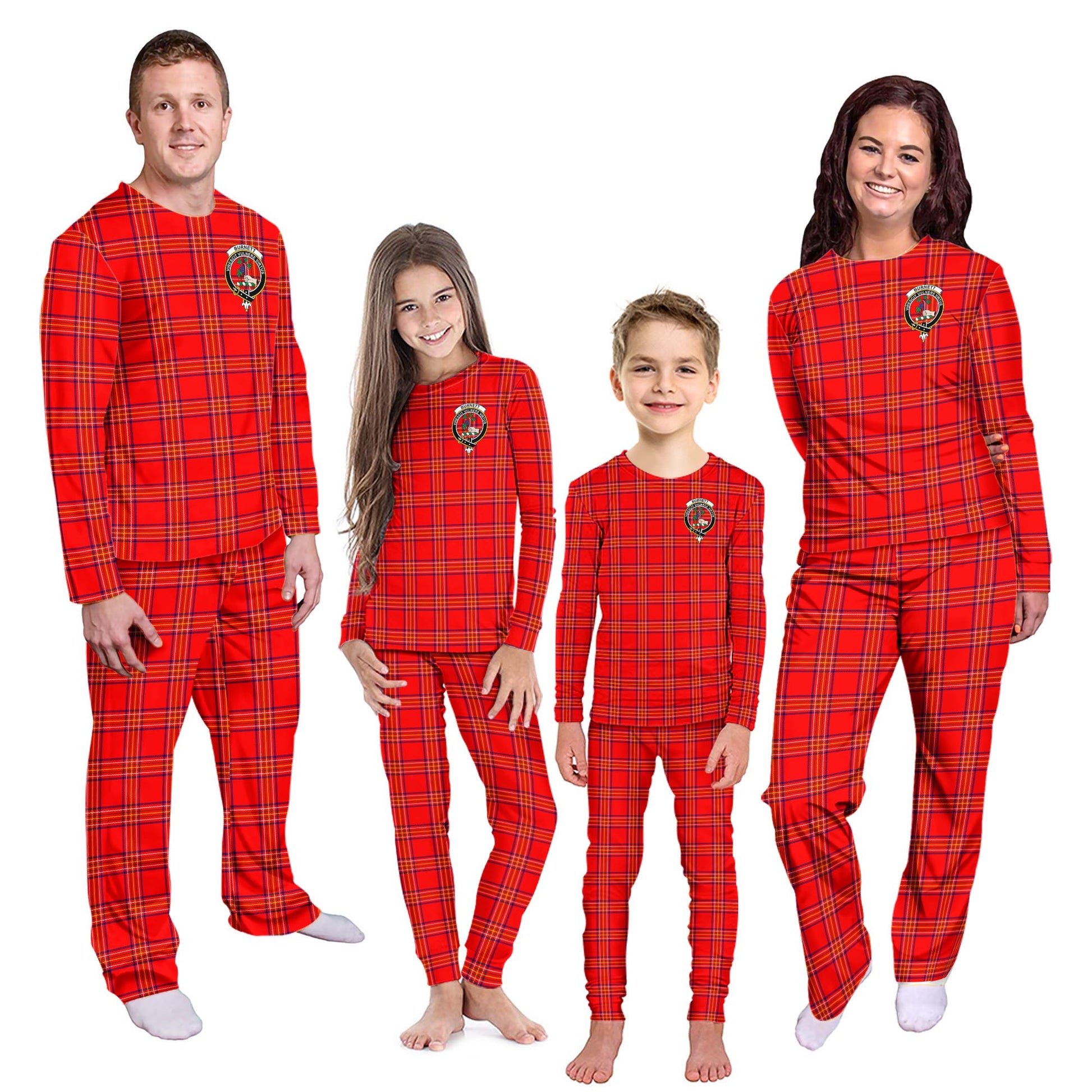 Burnett Modern Tartan Pajamas Family Set with Family Crest Kid - Tartan Vibes Clothing