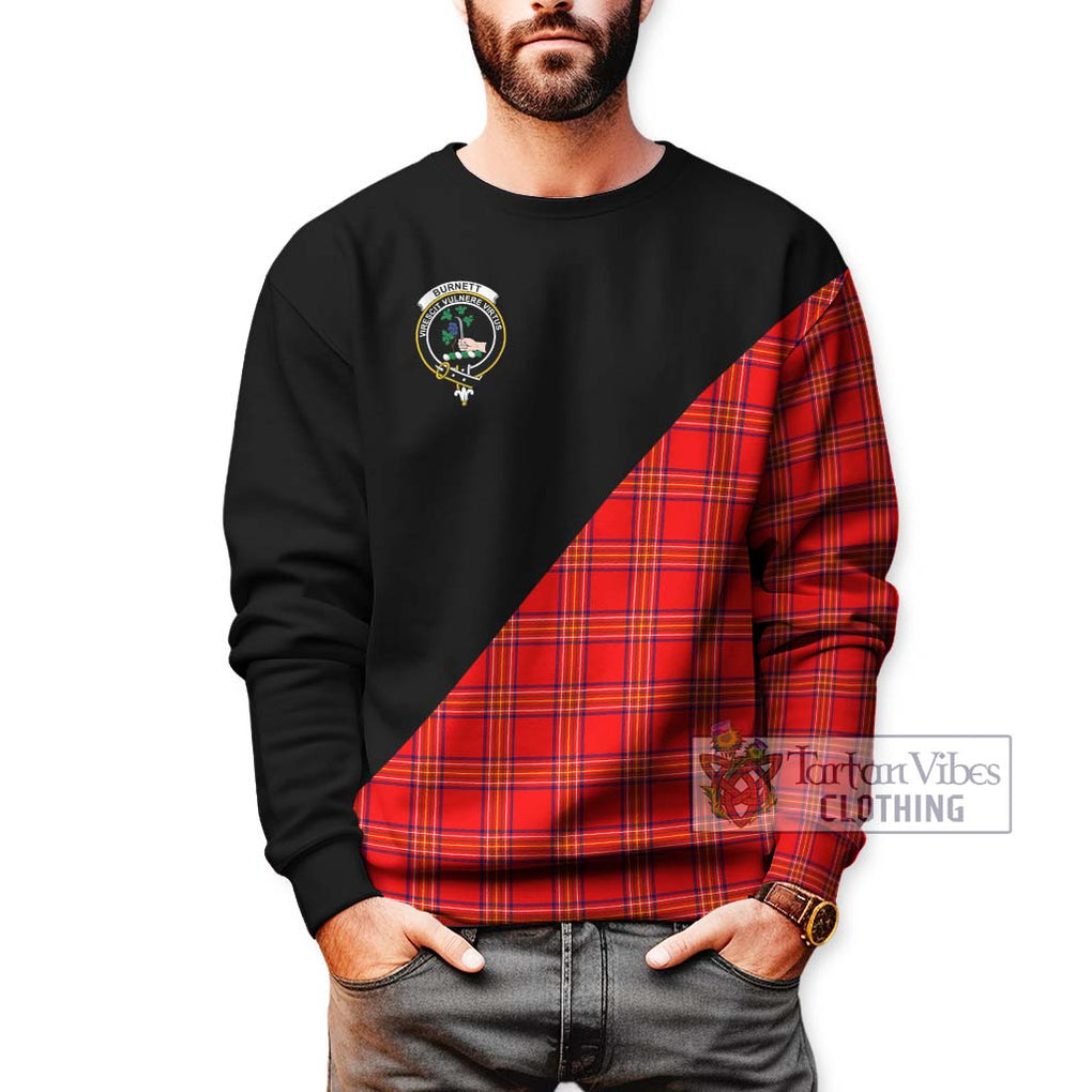 Burnett Modern Tartan Sweatshirt with Family Crest and Military Logo Style Unisex - Tartanvibesclothing Shop