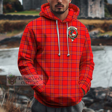 Burnett Modern Tartan Cotton Hoodie with Family Crest Pullover Hoodie XS - Tartan Vibes Clothing