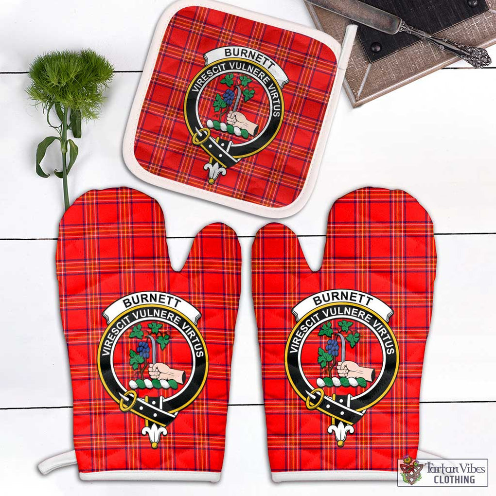 Burnett Modern Tartan Combo Oven Mitt & Pot-Holder with Family Crest Combo 1 Oven Mitt & 1 Pot-Holder White - Tartan Vibes Clothing