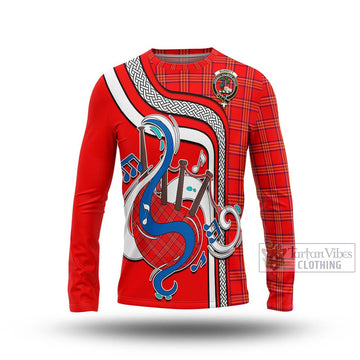 Burnett Tartan Long Sleeve T-Shirt with Epic Bagpipe Style