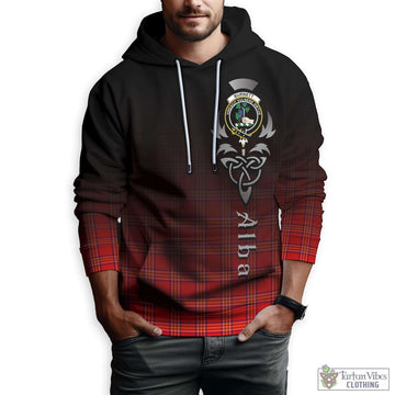 Tartan Vibes Clothing Burnett Modern Tartan Hoodie Featuring Alba Gu Brath Family Crest Celtic Inspired