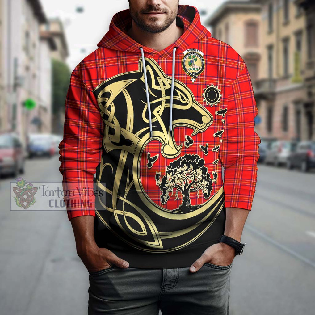 Burnett Modern Tartan Hoodie with Family Crest Celtic Wolf Style Zip Hoodie - Tartan Vibes Clothing
