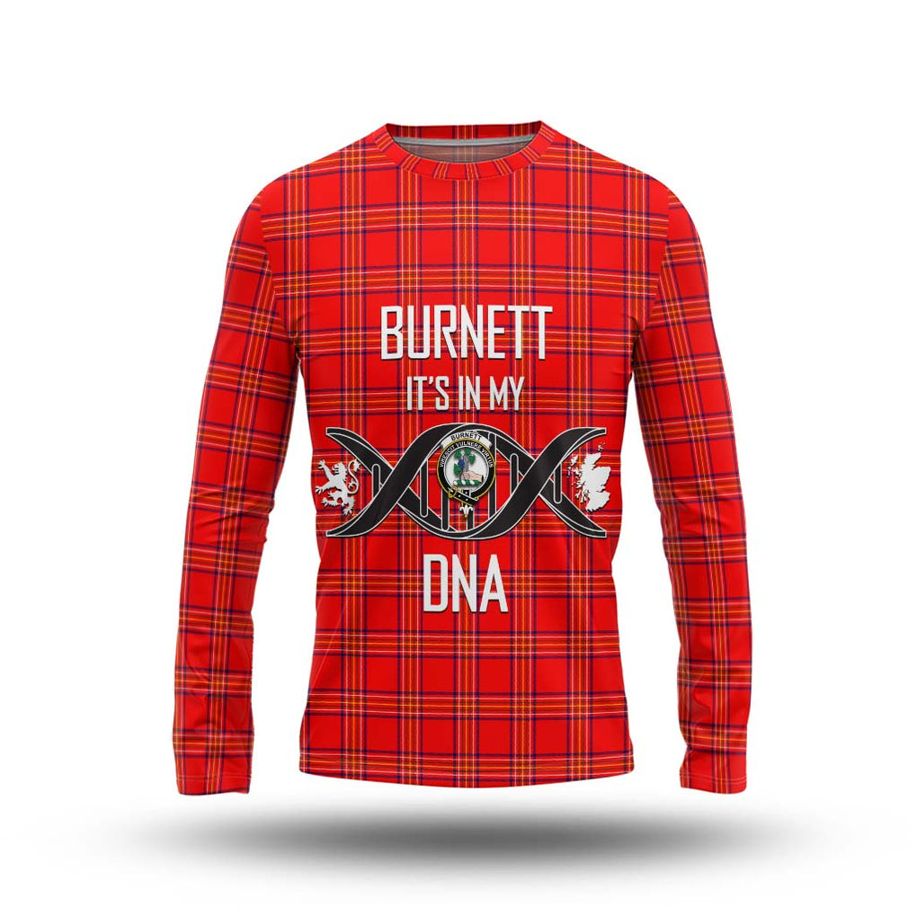 Burnett Modern Tartan Long Sleeve T-Shirt with Family Crest DNA In Me Style Unisex - Tartanvibesclothing Shop