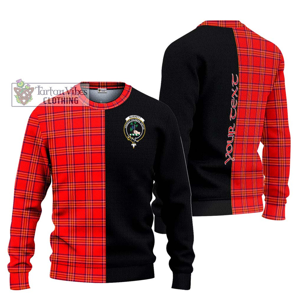 Burnett Modern Tartan Knitted Sweater with Family Crest and Half Of Me Style Unisex - Tartanvibesclothing Shop