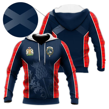 Burnett Modern Tartan Knitted Hoodie with Family Crest and Scottish Thistle Vibes Sport Style