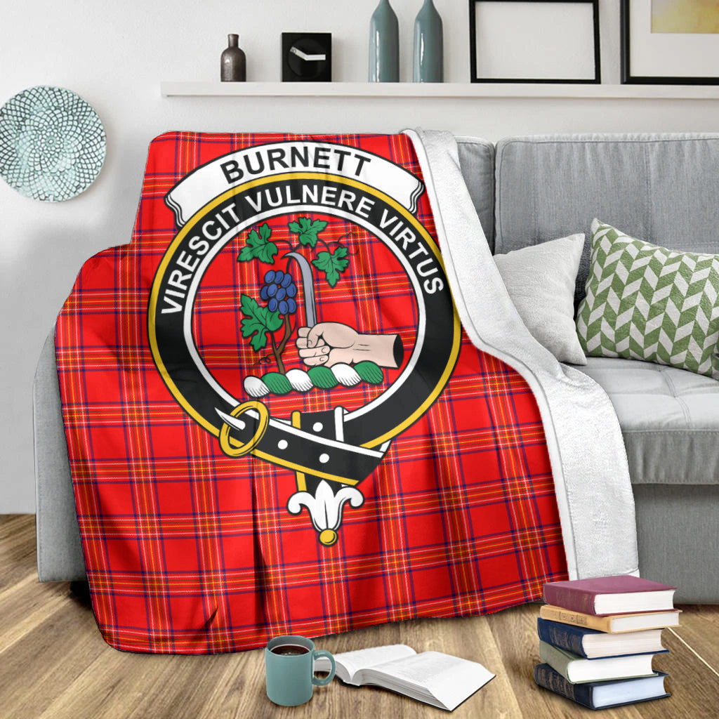 Burnett Modern Tartan Blanket with Family Crest X-Large 59 x 79 inches 150 x 200 cm - Tartan Vibes Clothing