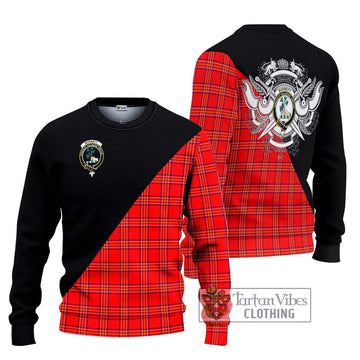 Burnett Modern Tartan Knitted Sweater with Family Crest and Military Logo Style Unisex - Tartanvibesclothing Shop