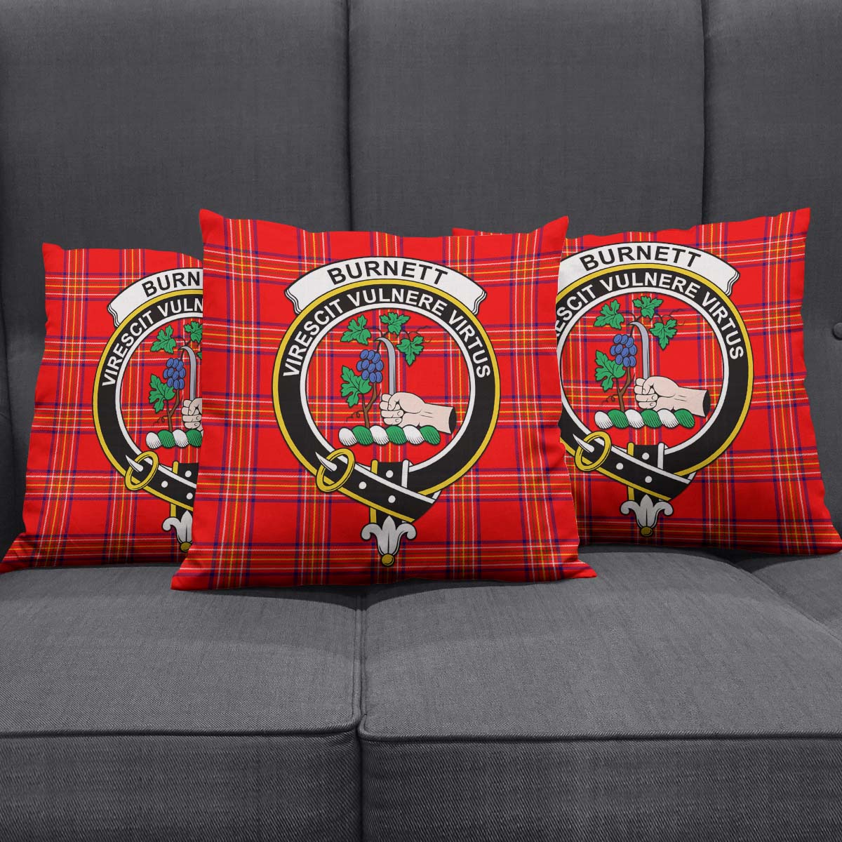 Burnett Modern Tartan Pillow Cover with Family Crest Square Pillow Cover - Tartanvibesclothing