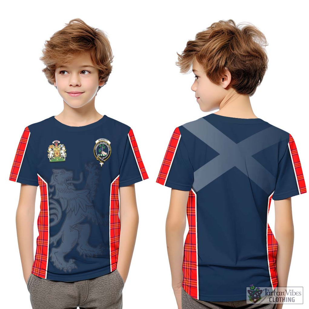 Burnett Modern Tartan Kid T-Shirt with Family Crest and Lion Rampant Vibes Sport Style Youth XL Size14 - Tartan Vibes Clothing