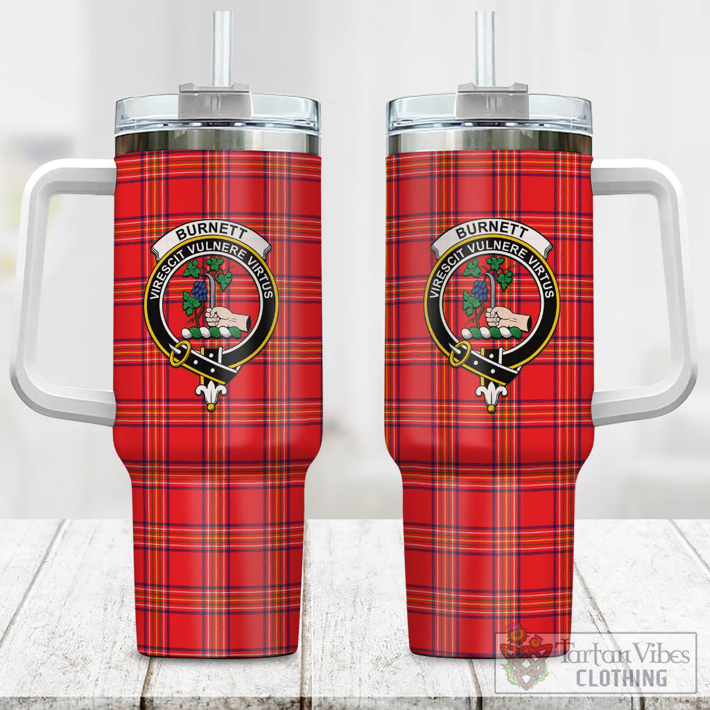 Tartan Vibes Clothing Burnett Modern Tartan and Family Crest Tumbler with Handle