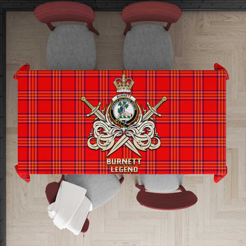 Burnett Modern Tartan Tablecloth with Clan Crest and the Golden Sword of Courageous Legacy