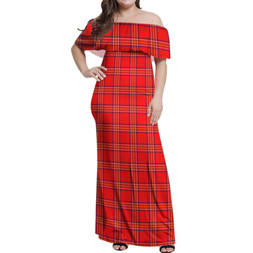 Burnett Tartan Off Shoulder Long Dress Women's Dress - Tartan Vibes Clothing