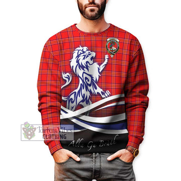 Burnett Modern Tartan Sweatshirt with Alba Gu Brath Regal Lion Emblem Unisex - Tartanvibesclothing Shop