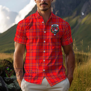 Burnett Modern Tartan Cotton Hawaiian Shirt with Family Crest Adult - Tartan Vibes Clothing
