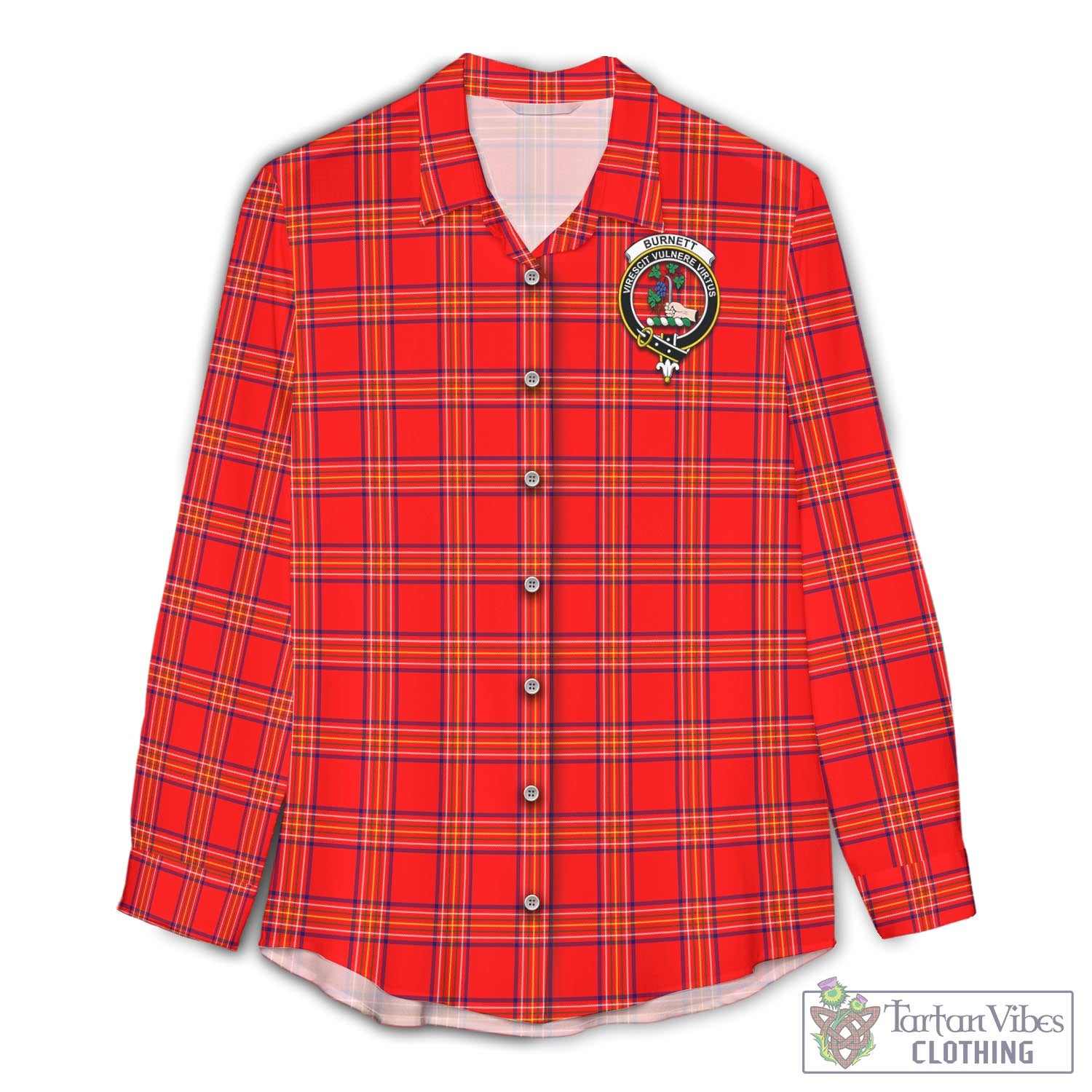 Tartan Vibes Clothing Burnett Modern Tartan Womens Casual Shirt with Family Crest