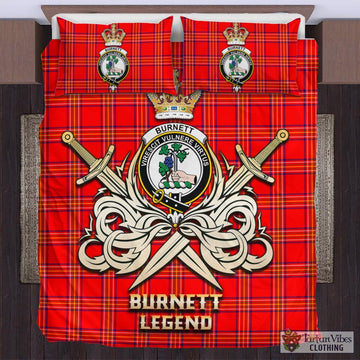 Burnett Tartan Bedding Set with Clan Crest and the Golden Sword of Courageous Legacy
