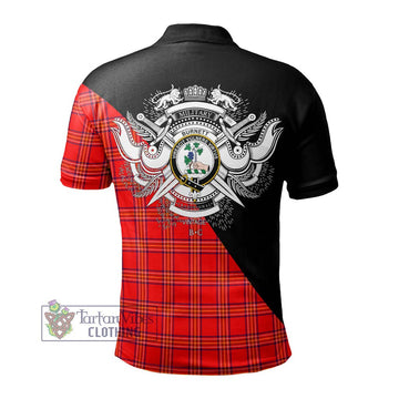 Burnett Modern Tartan Polo Shirt with Family Crest and Military Logo Style - Tartanvibesclothing Shop
