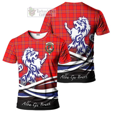 Burnett Tartan Cotton T-shirt with Alba Gu Brath Regal Lion Emblem
