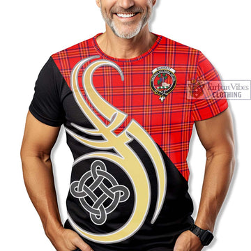 Burnett Tartan T-Shirt with Family Crest and Celtic Symbol Style