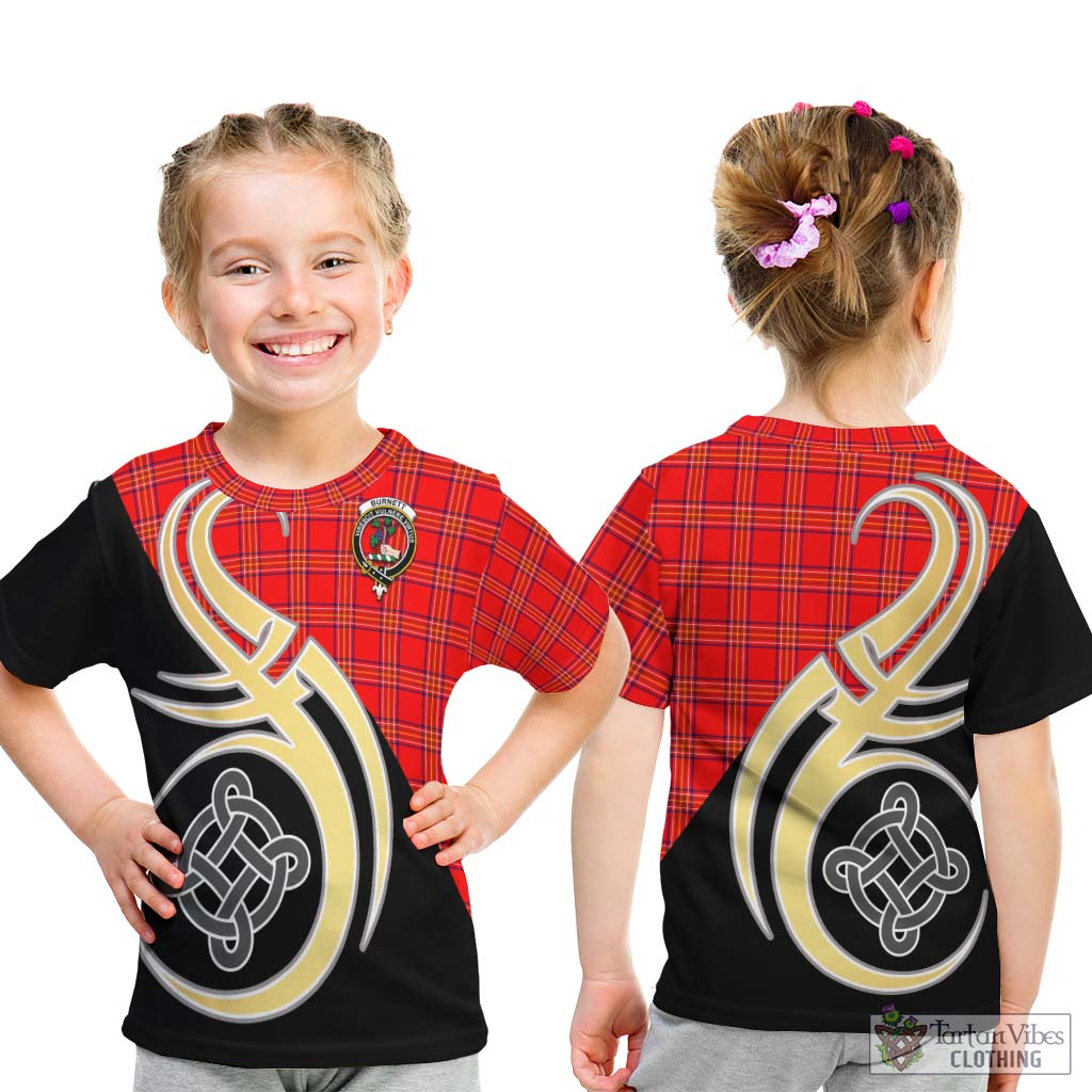 Burnett Modern Tartan Kid T-Shirt with Family Crest and Celtic Symbol Style - Tartan Vibes Clothing