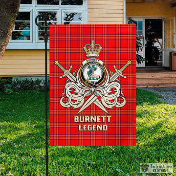 Burnett Tartan Garden Flag with Clan Crest and the Golden Sword of Courageous Legacy