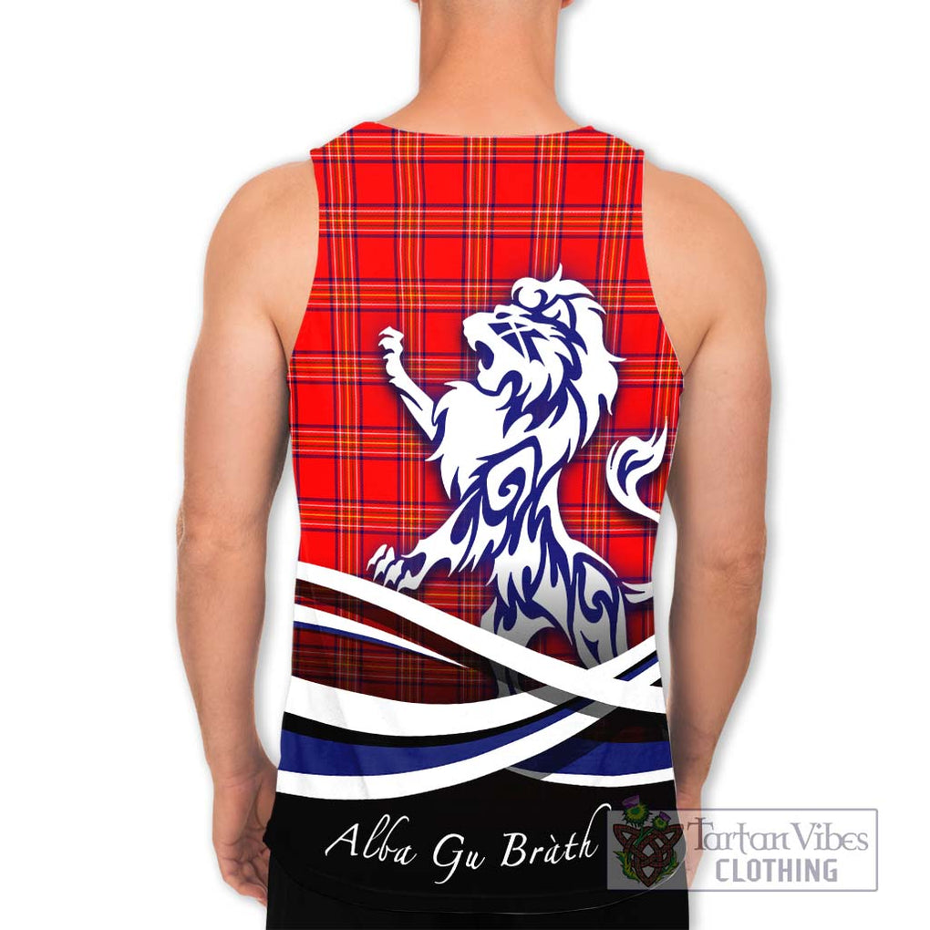 Burnett Modern Tartan Men's Tank Top with Alba Gu Brath Regal Lion Emblem - Tartanvibesclothing Shop