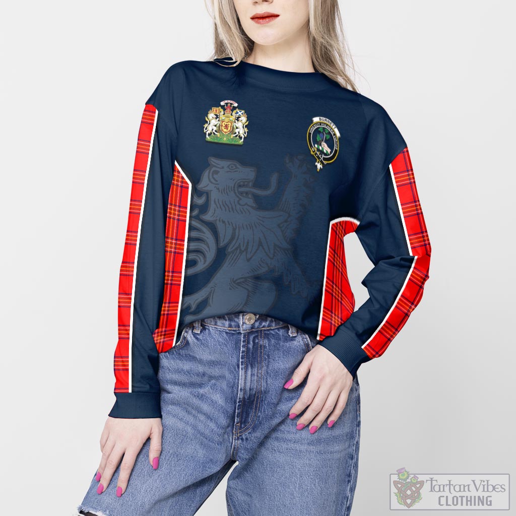 Tartan Vibes Clothing Burnett Modern Tartan Sweater with Family Crest and Lion Rampant Vibes Sport Style