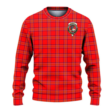 Burnett Modern Tartan Knitted Sweater with Family Crest - Tartanvibesclothing