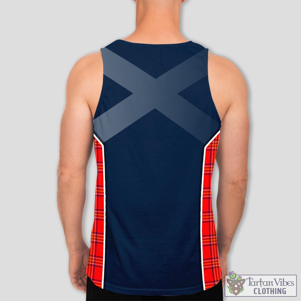 Tartan Vibes Clothing Burnett Modern Tartan Men's Tanks Top with Family Crest and Scottish Thistle Vibes Sport Style