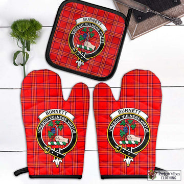 Burnett Modern Tartan Combo Oven Mitt & Pot-Holder with Family Crest Combo 1 Oven Mitt & 1 Pot-Holder Black - Tartan Vibes Clothing