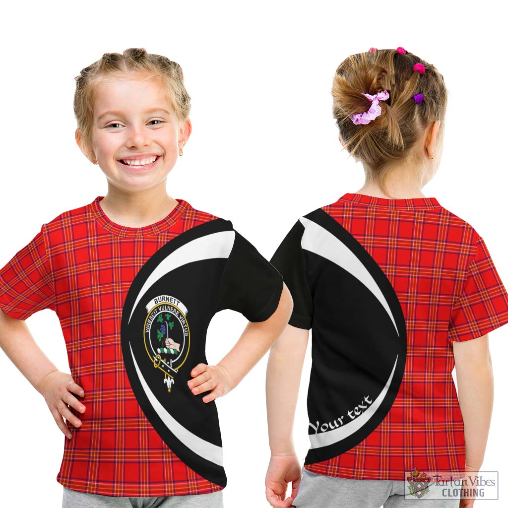 Burnett Modern Tartan Kid T-Shirt with Family Crest Circle Style - Tartan Vibes Clothing