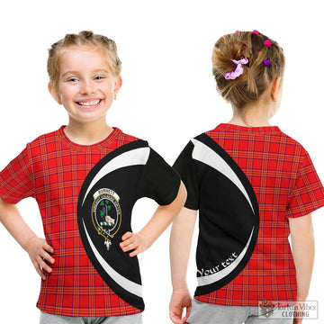 Burnett Modern Tartan Kid T-Shirt with Family Crest Circle Style - Tartan Vibes Clothing