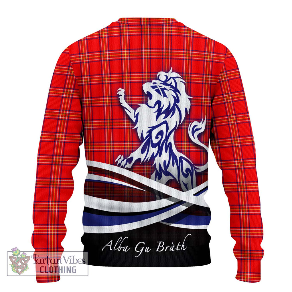 Burnett Modern Tartan Knitted Sweater with Alba Gu Brath Regal Lion Emblem - Tartanvibesclothing Shop