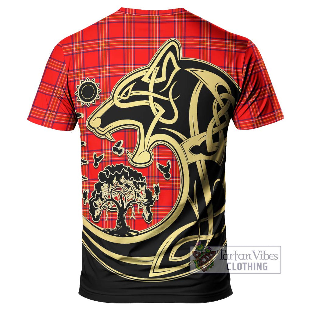 Burnett Modern Tartan T-Shirt with Family Crest Celtic Wolf Style - Tartan Vibes Clothing