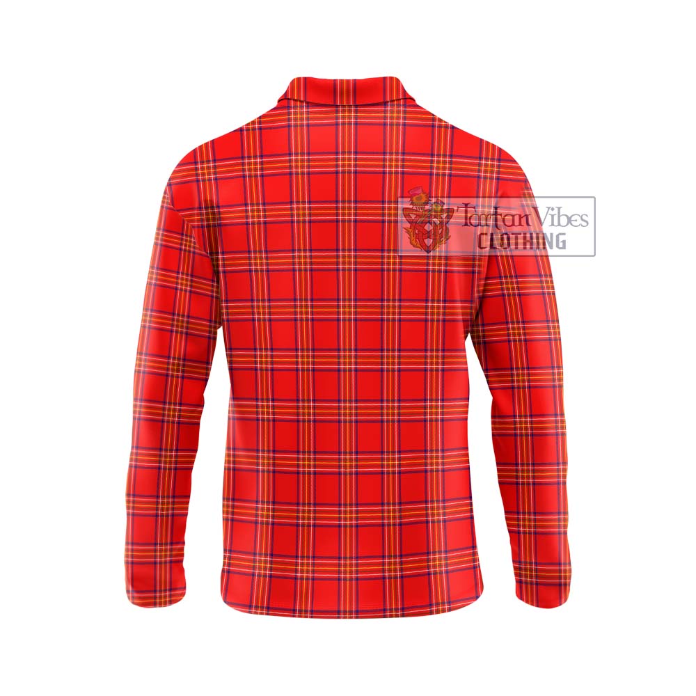 Burnett Modern Tartan Long Sleeve Polo Shirt with Family Crest DNA In Me Style - Tartanvibesclothing Shop
