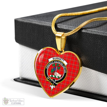 Burnett Tartan Heart Necklace with Family Crest