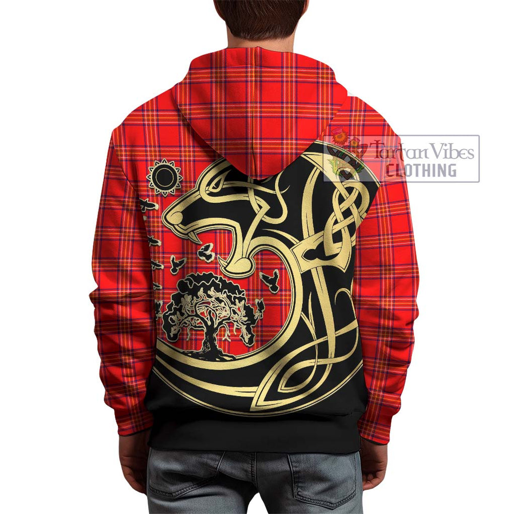 Burnett Modern Tartan Hoodie with Family Crest Celtic Wolf Style - Tartan Vibes Clothing