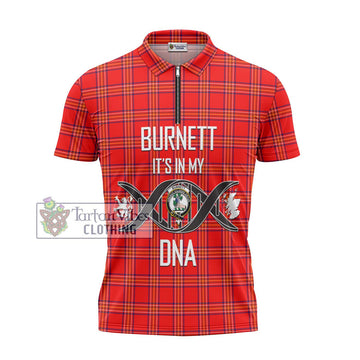 Burnett Tartan Zipper Polo Shirt with Family Crest DNA In Me Style