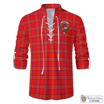Burnett Tartan Men's Scottish Traditional Jacobite Ghillie Kilt Shirt with Family Crest