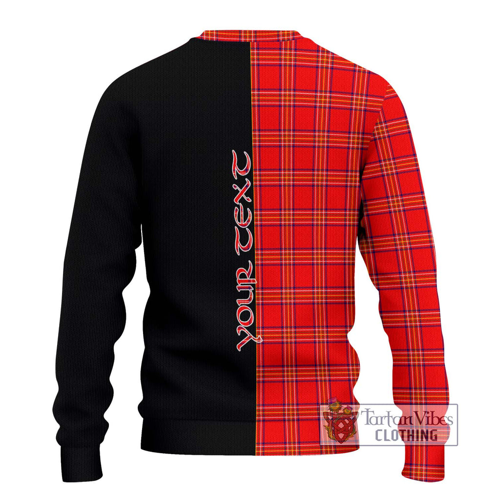 Burnett Modern Tartan Knitted Sweater with Family Crest and Half Of Me Style - Tartanvibesclothing Shop