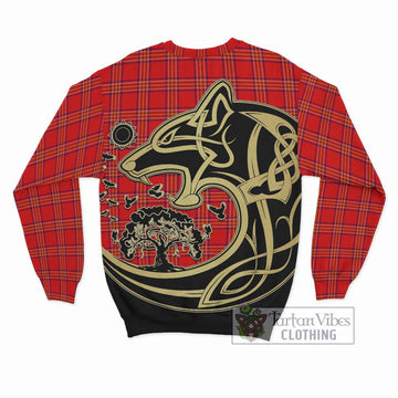 Burnett Modern Tartan Sweatshirt with Family Crest Celtic Wolf Style - Tartan Vibes Clothing