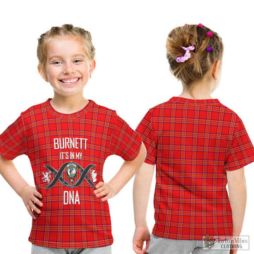 Burnett Modern Tartan Kid T-Shirt with Family Crest DNA In Me Style - Tartanvibesclothing Shop