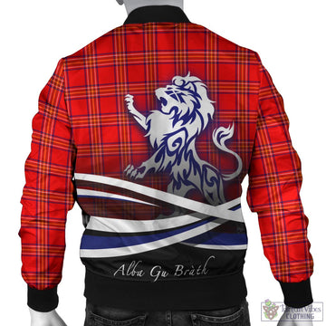Tartan Vibes Clothing Burnett Modern Tartan Bomber Jacket with Alba Gu Brath Regal Lion Emblem