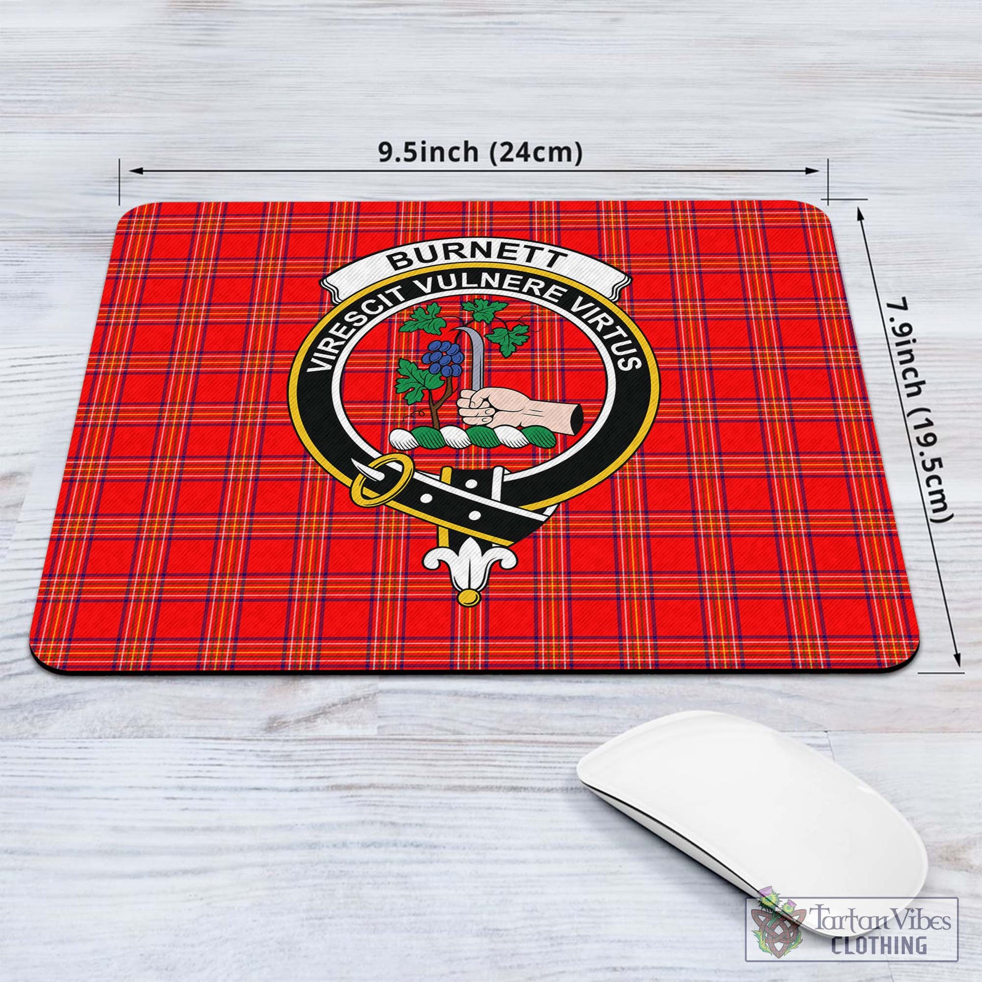 Tartan Vibes Clothing Burnett Modern Tartan Mouse Pad with Family Crest