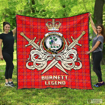 Burnett Tartan Quilt with Clan Crest and the Golden Sword of Courageous Legacy