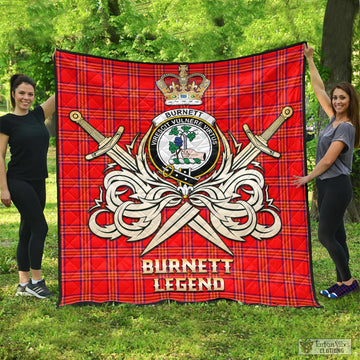 Burnett Modern Tartan Quilt with Clan Crest and the Golden Sword of Courageous Legacy