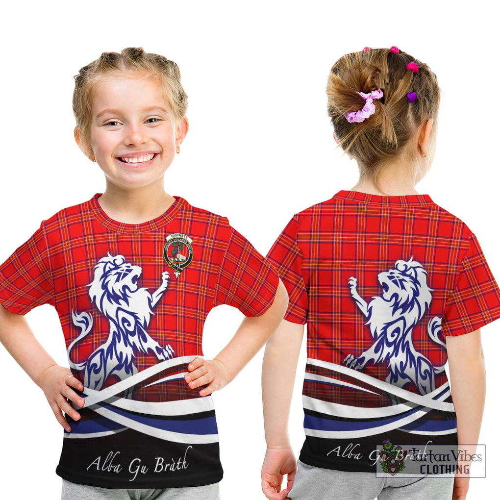 Burnett Modern Tartan Kid T-Shirt with Alba Gu Brath Regal Lion Emblem - Tartanvibesclothing Shop